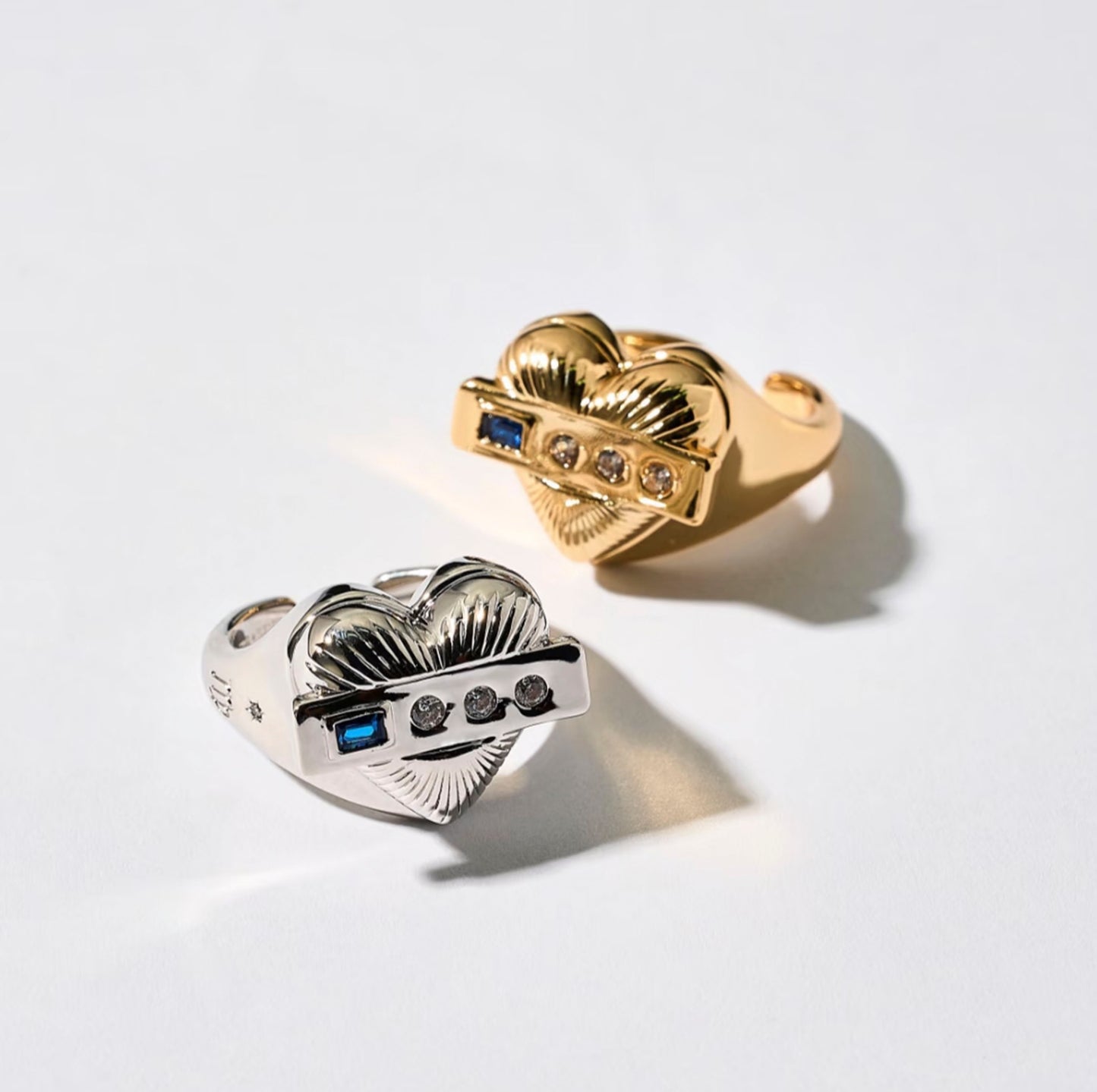 Gold Virgo ring with zircon by QiBai London