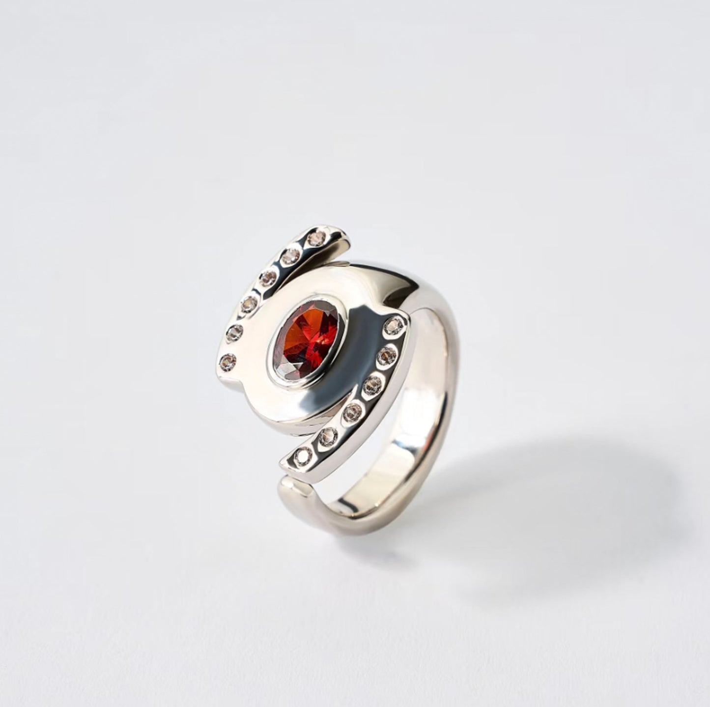 Silver Cancer ring with zircon by QiBai London
