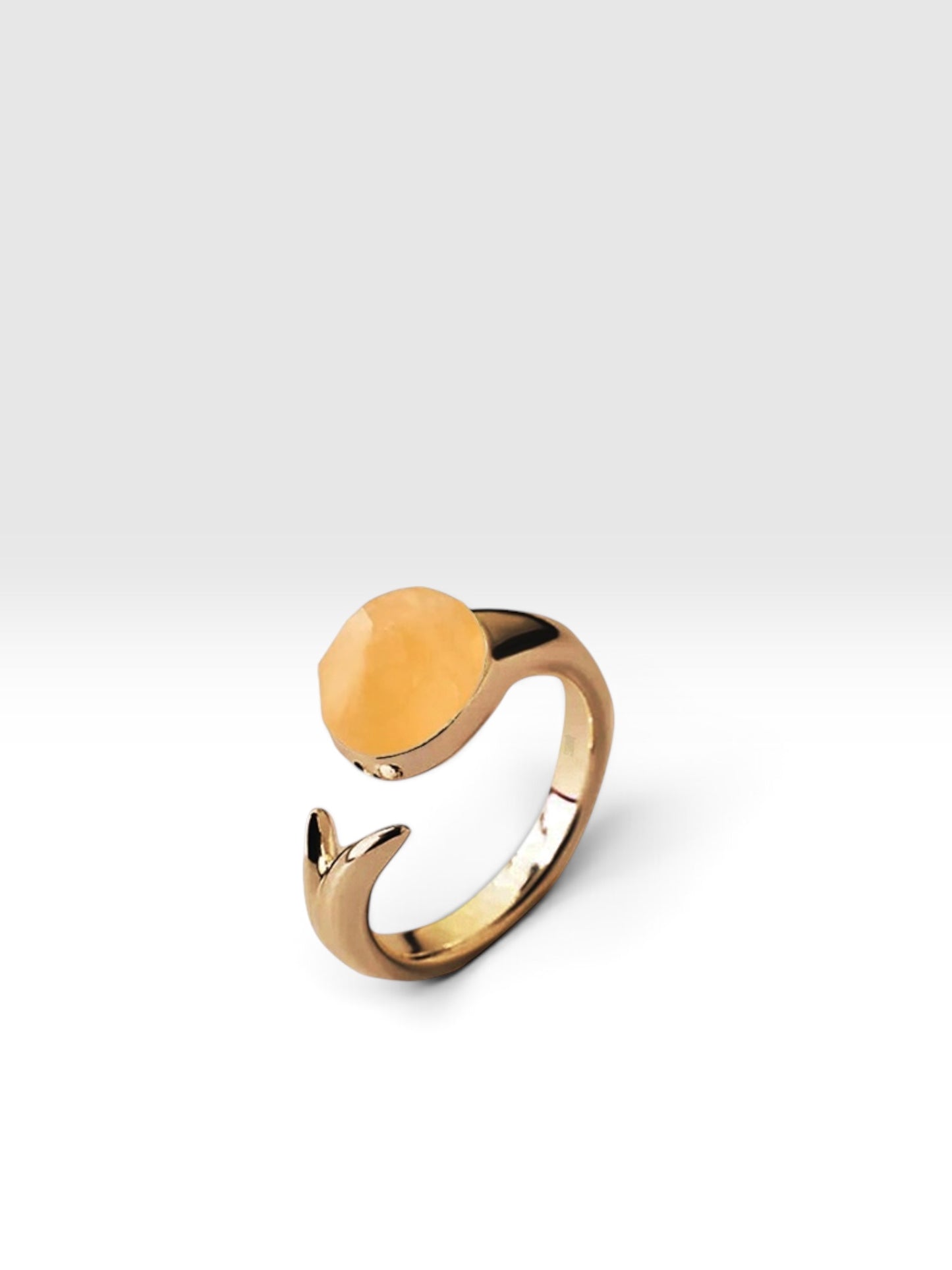 Tulip gold ring with yellow citrine crystal by QiBai London