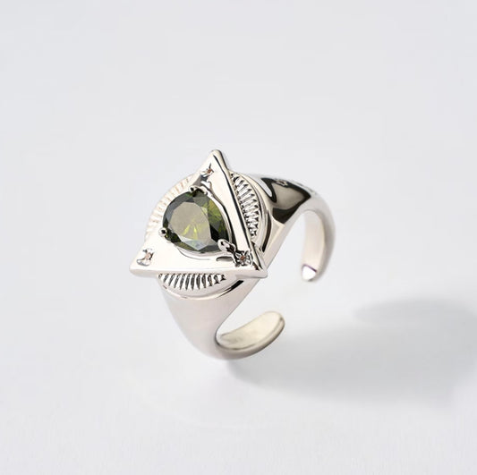 Silver Leo ring with zircon by QiBai London