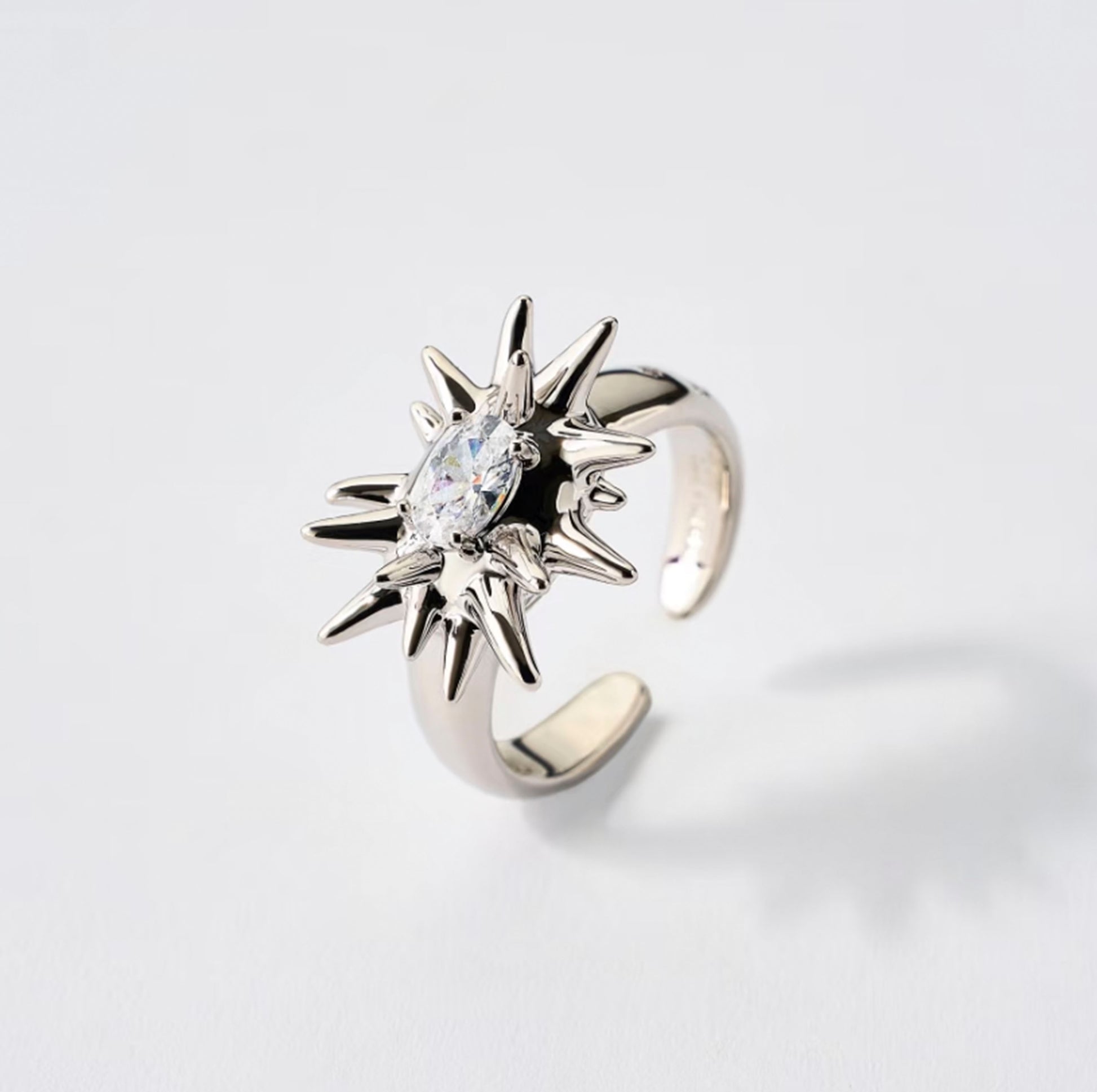 Silver Aries ring with zircon by QiBai London