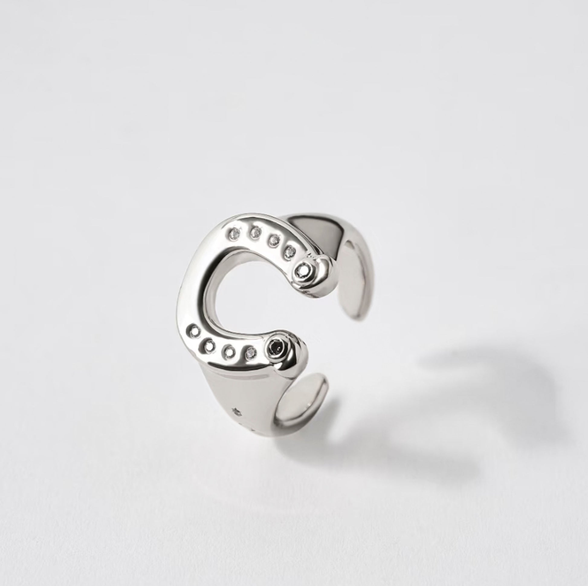 Silver Libra ring with zircon by QiBai London
