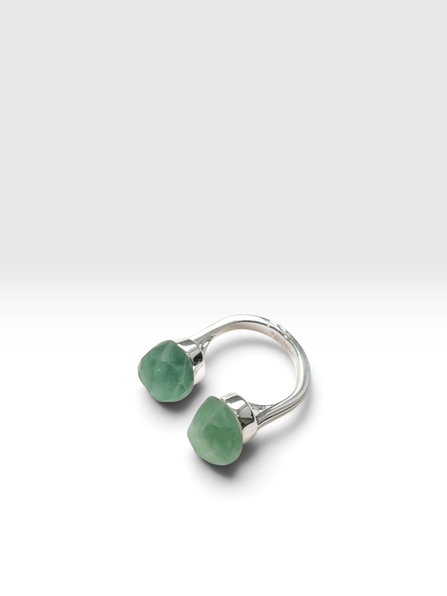Silver Echo Ring with green fluorite crystals by QiBai London