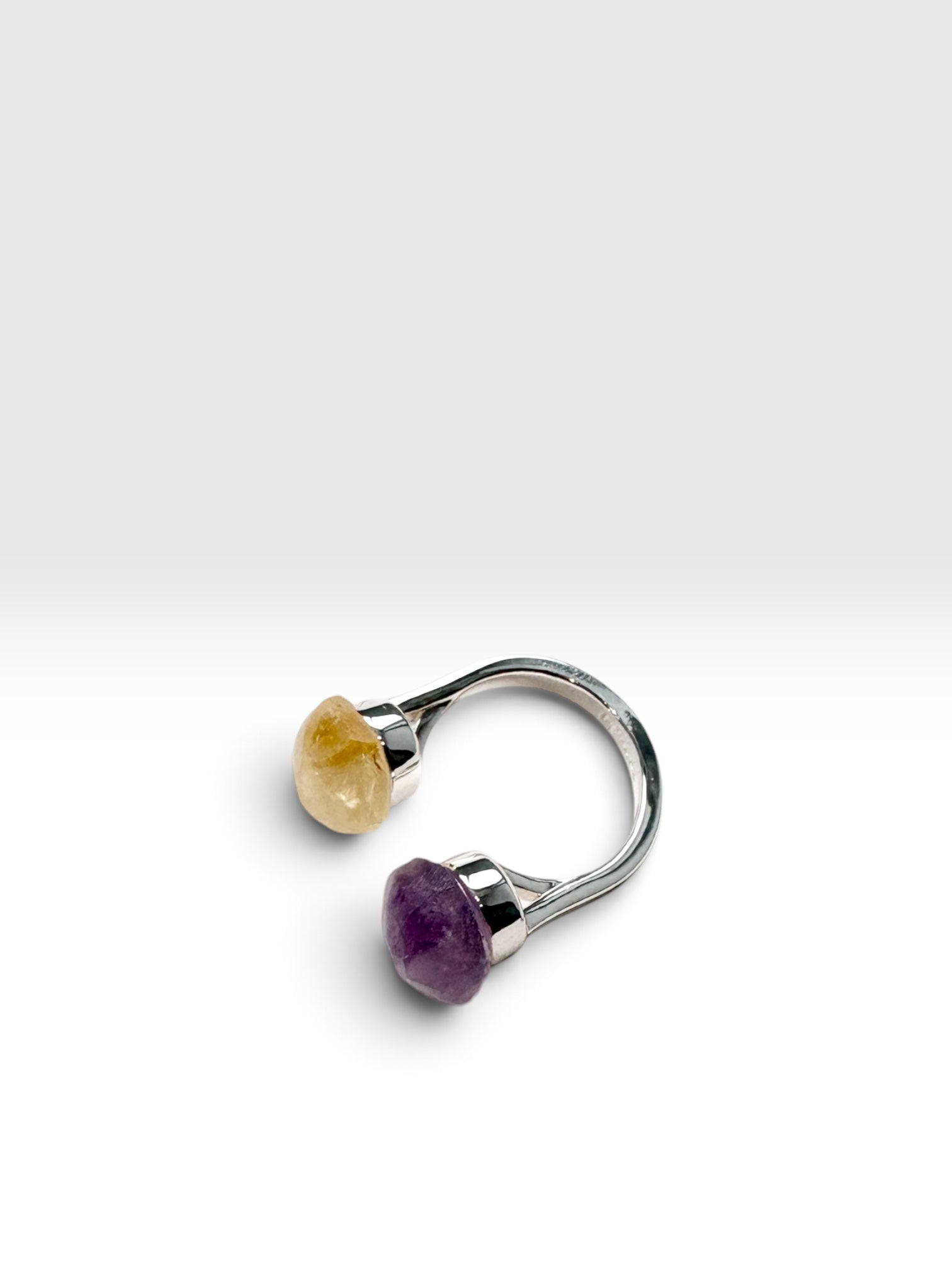 Silver Echo Ring with amethyst and citrine crystals by QiBai London