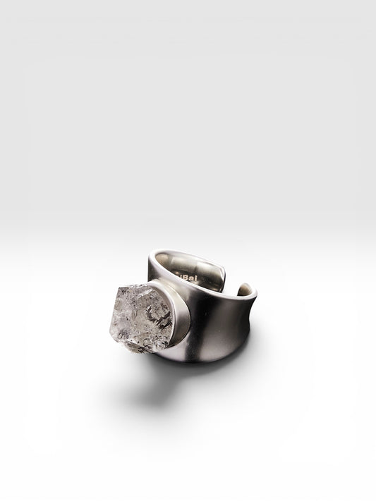 Silver Goblin ring with raw Goblin stone by QiBai London