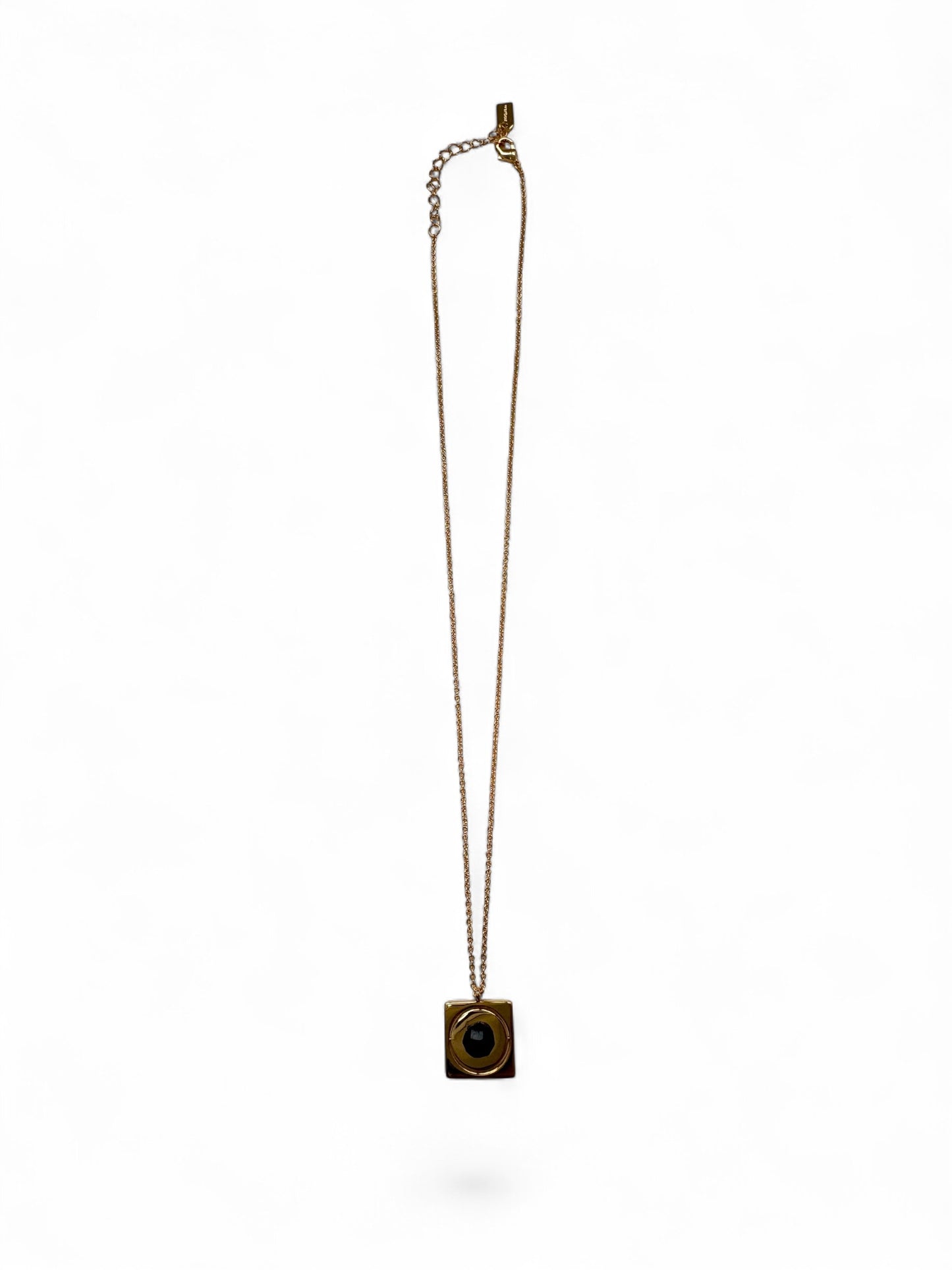 Gold Starrr necklace with Obsidian detail view by QiBai London