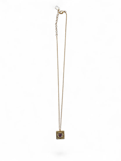 Gold Starrr necklace with Obsidian detail view by QiBai London