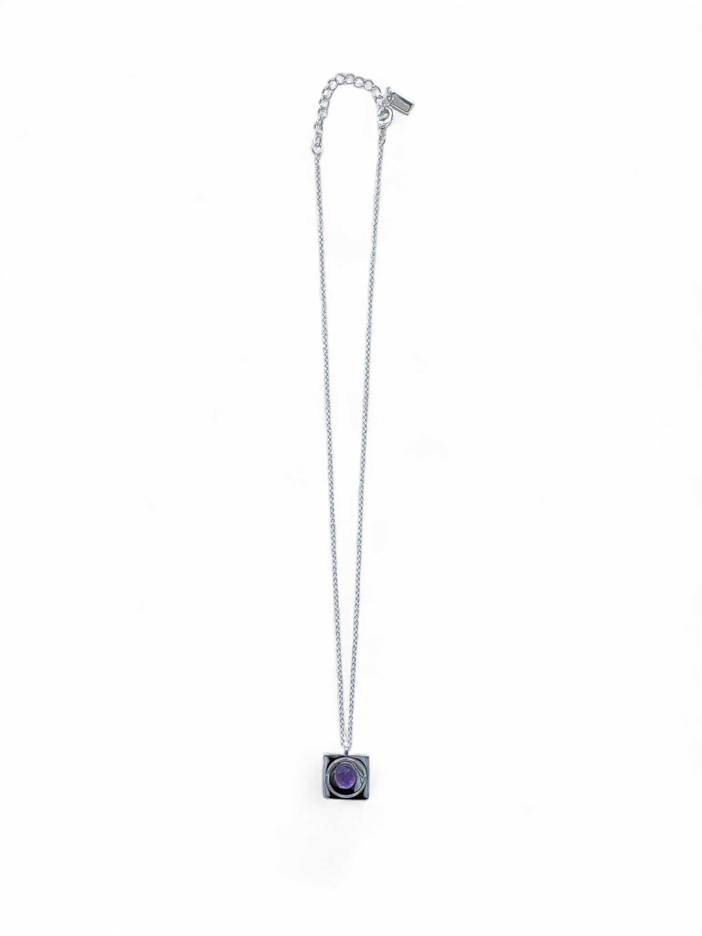 Silver Starrr necklace with raw Kyanite crystal detail view by QiBai London