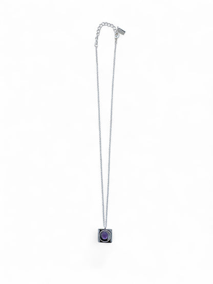 Silver Starrr necklace with raw Kyanite crystal detail view by QiBai London