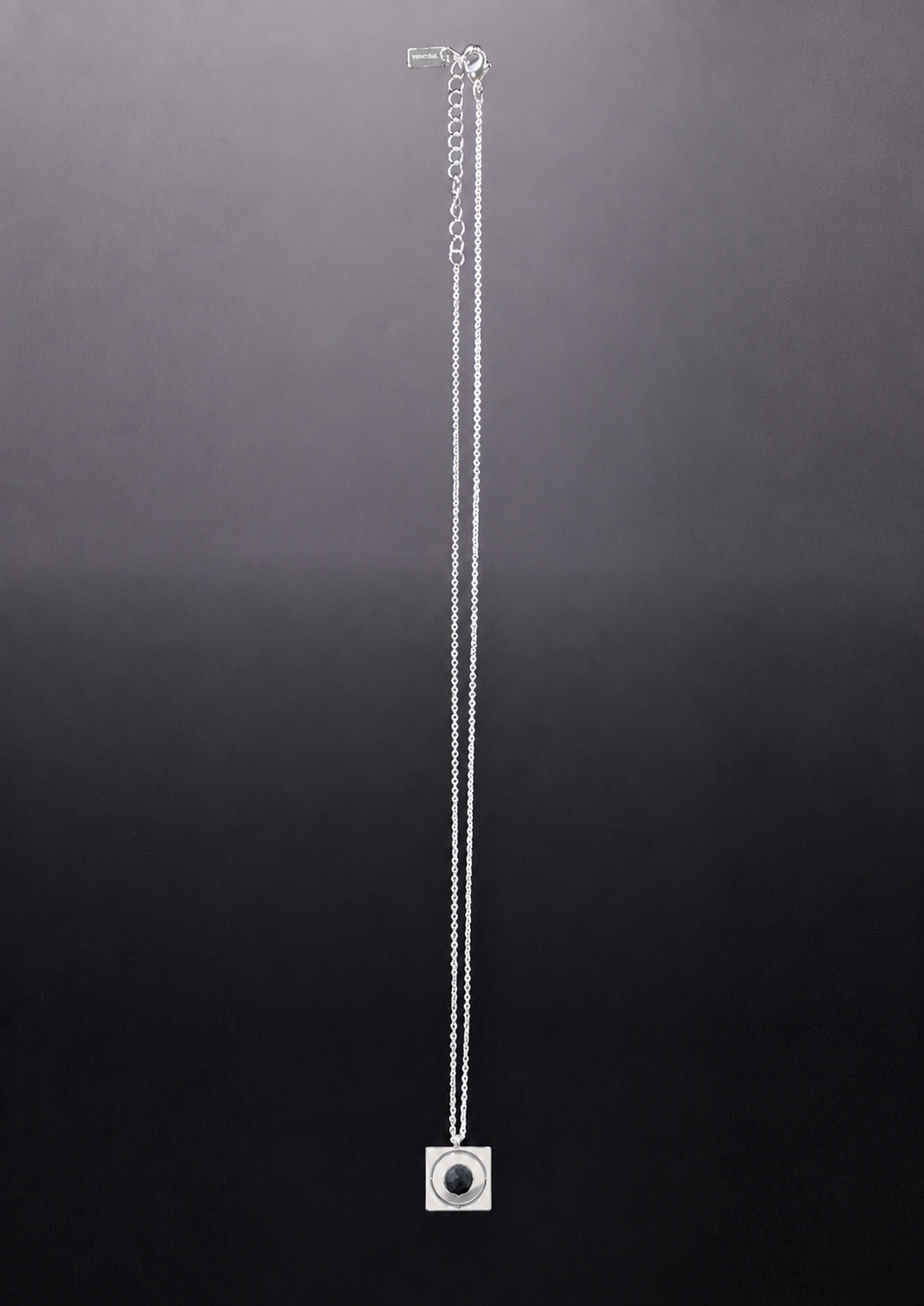 Silver Starrr Necklace with Black Obsidian crystal pendant detail by QiBai London