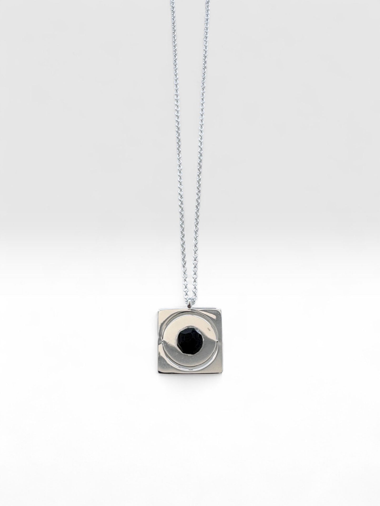 Silver Starrr Necklace with Black Obsidian crystal by QiBai London