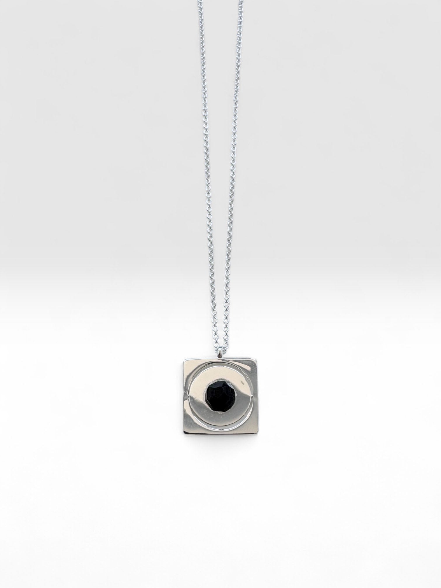Silver Starrr Necklace with Black Obsidian crystal by QiBai London