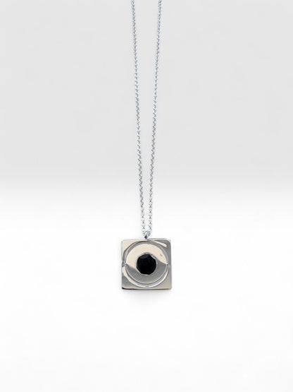 Silver Starrr Necklace with Black Obsidian crystal by QiBai London