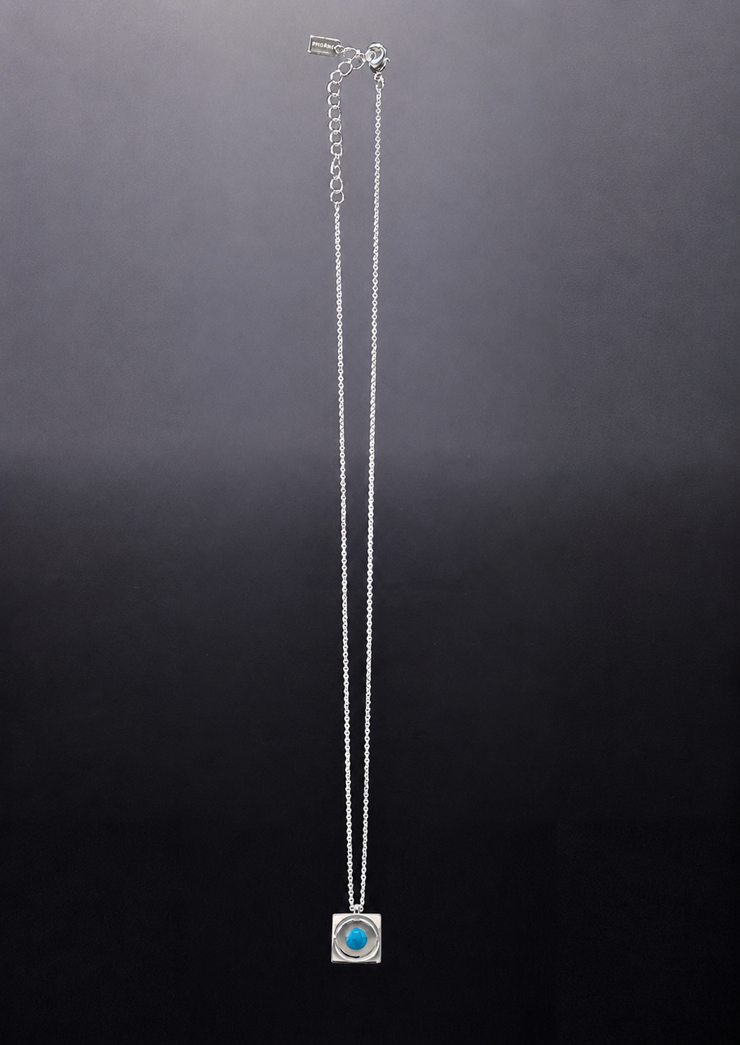 Silver Starrr Necklace with Blue Apatite crystal pendant detail by QiBai London