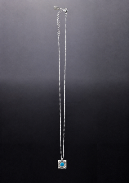 Silver Starrr Necklace with Blue Apatite crystal pendant detail by QiBai London