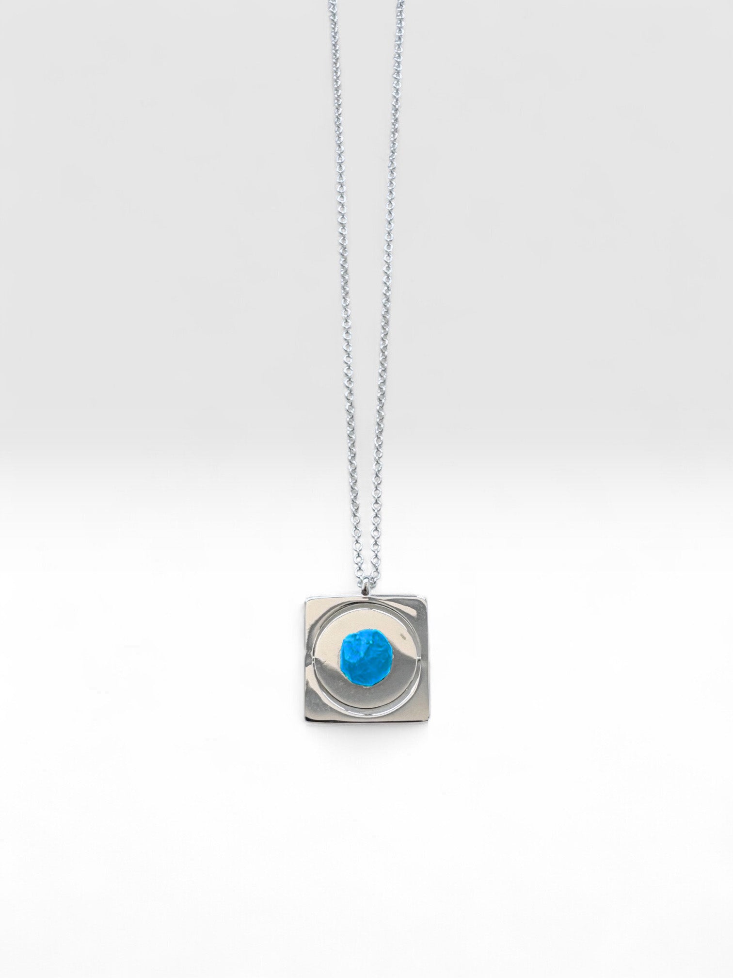 Silver Starrr Necklace with Blue Apatite crystal by QiBai London