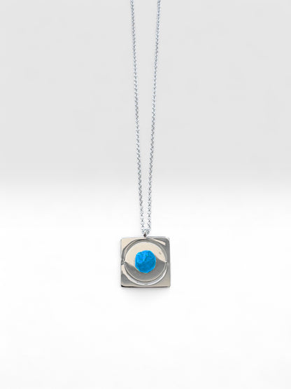 Silver Starrr Necklace with Blue Apatite crystal by QiBai London
