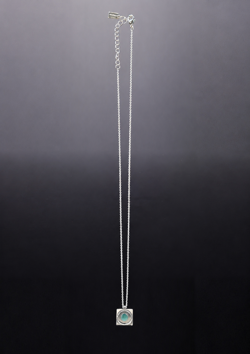 Silver Starrr Necklace with Green Fluorite crystal pendant detail by QiBai London
