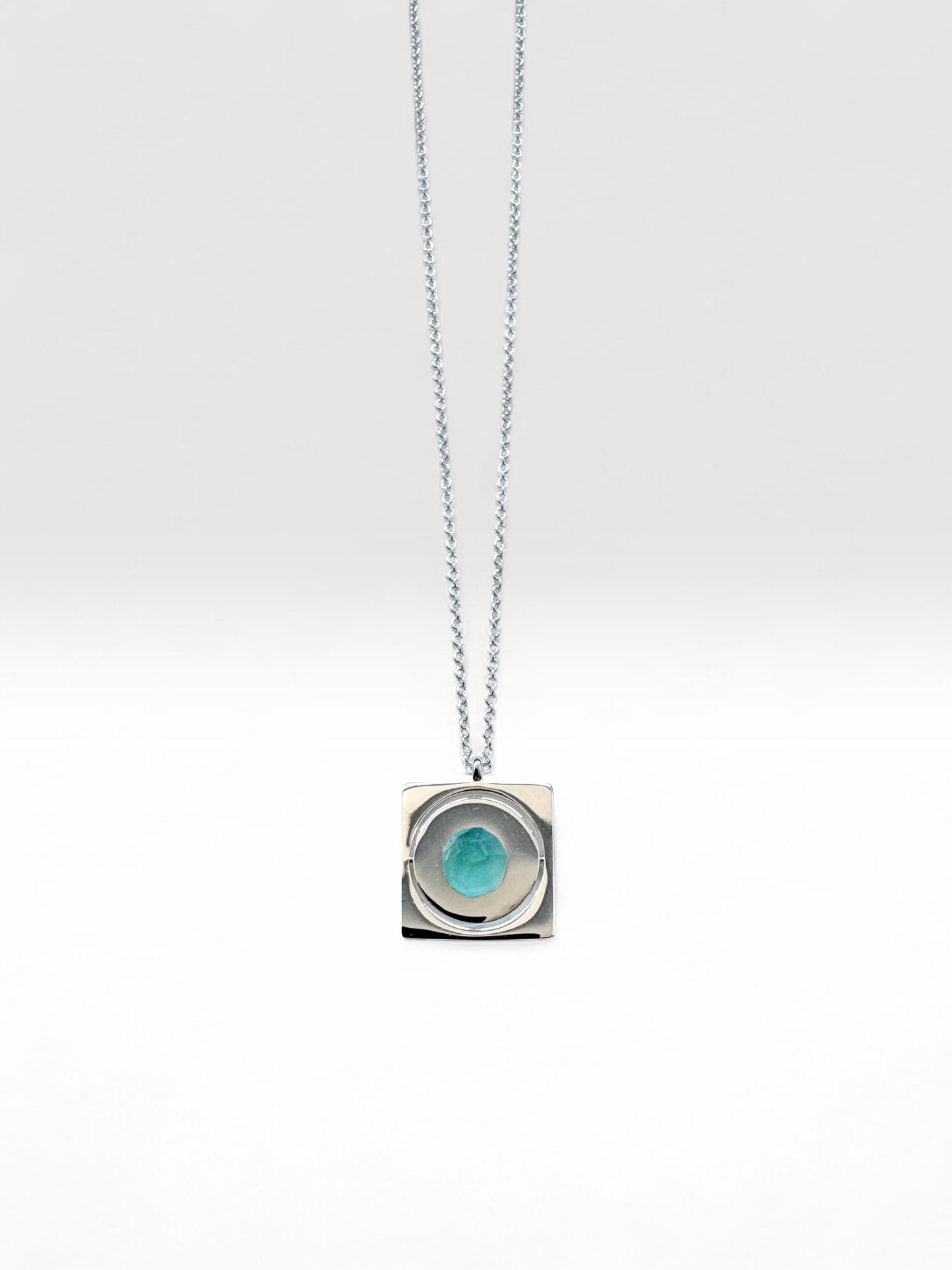 Silver Starrr Necklace with Green Fluorite crystal by QiBai London