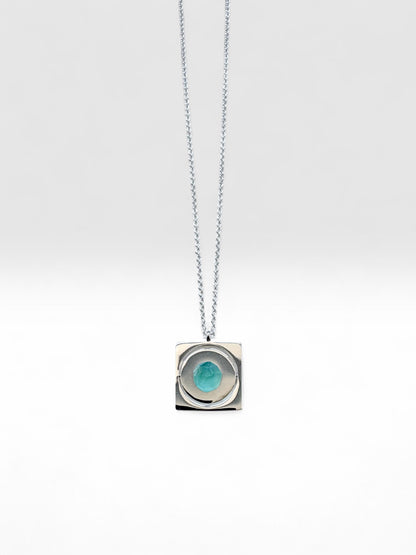 Silver Starrr Necklace with Green Fluorite crystal by QiBai London