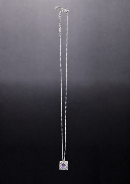 Silver Starrr Necklace with Amethyst crystal pendant detail by QiBai London