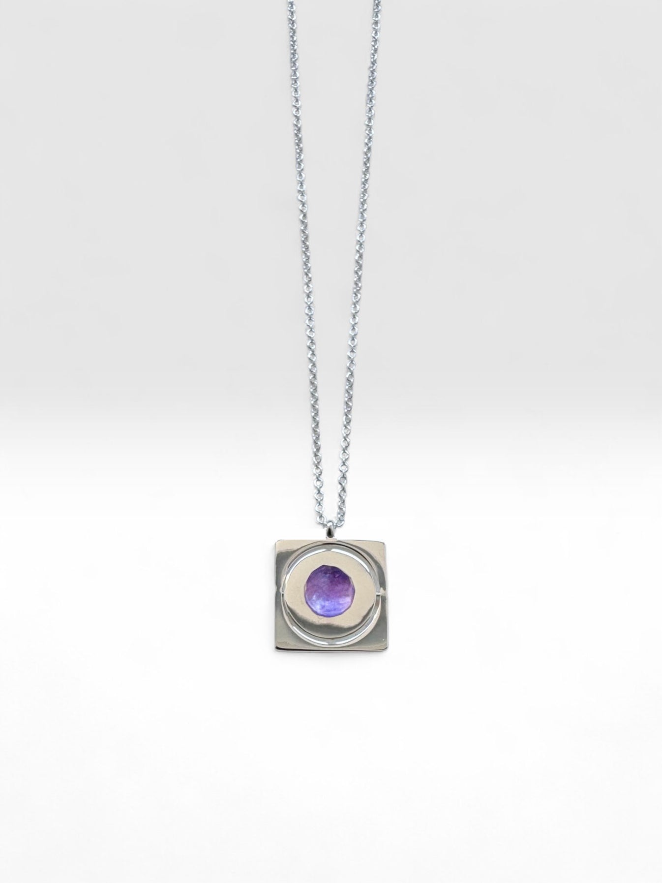 Silver Starrr Necklace with Amethyst crystal by QiBai London
