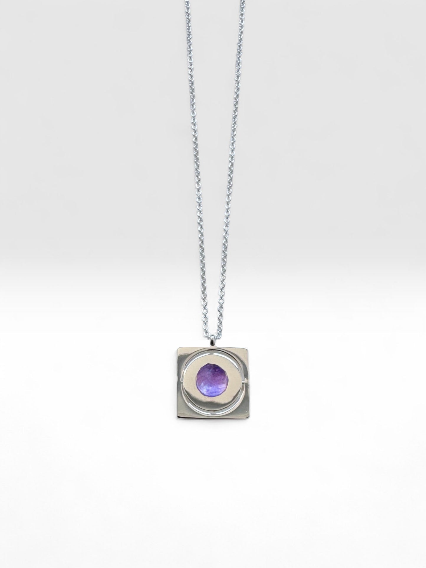 Silver Starrr Necklace with Amethyst crystal by QiBai London