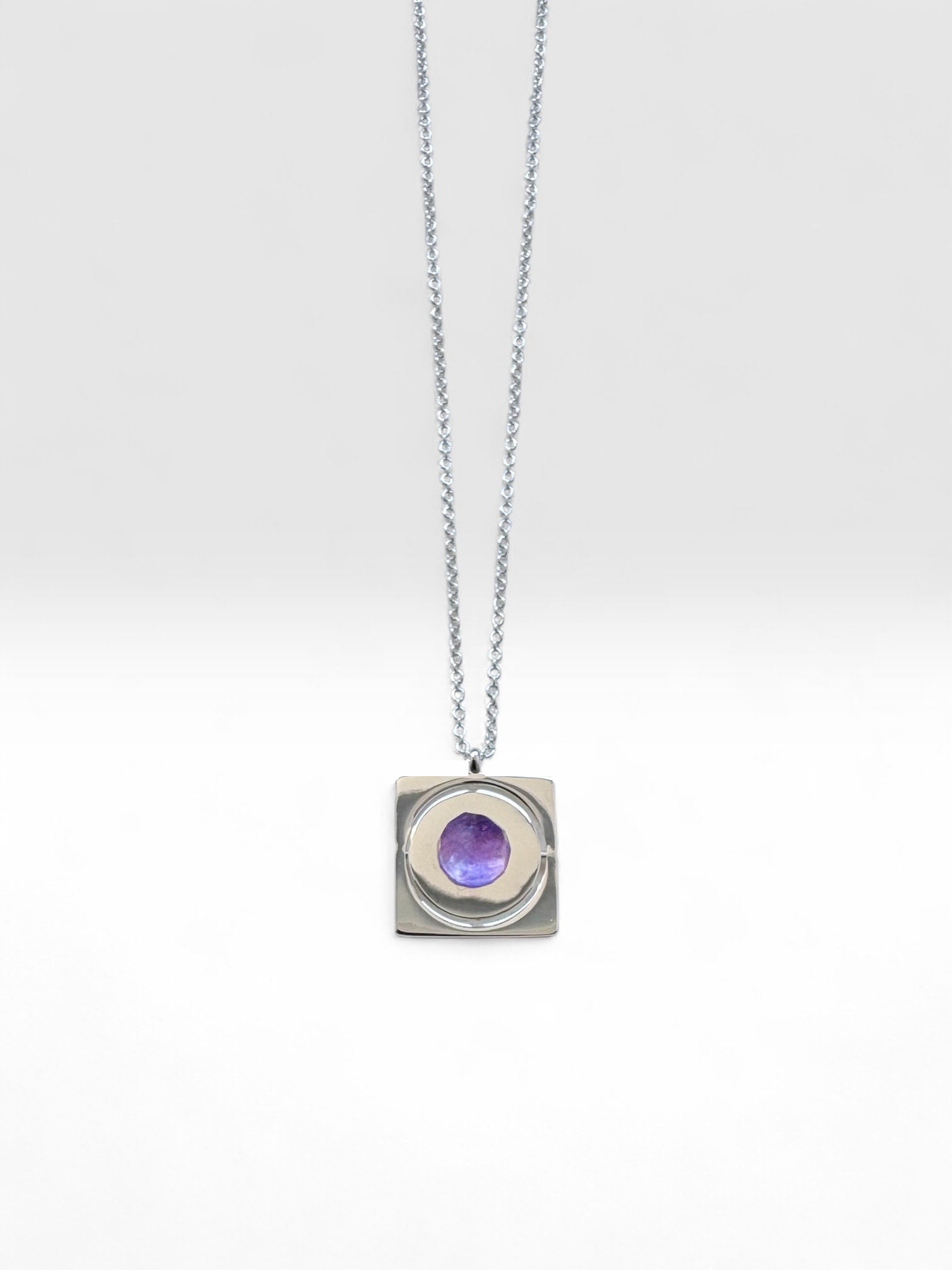 Silver Starrr Necklace with Amethyst crystal by QiBai London
