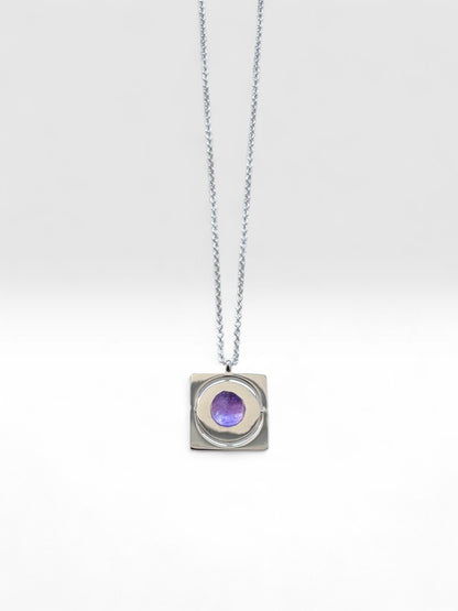 Silver Starrr Necklace with Amethyst crystal by QiBai London