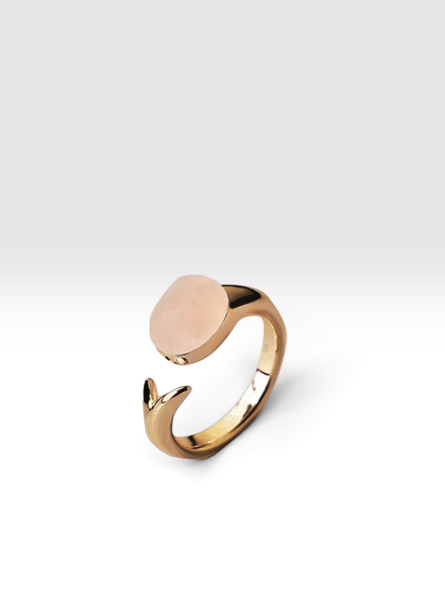 Tulip gold ring with pink rose quartz crystal by QiBai London