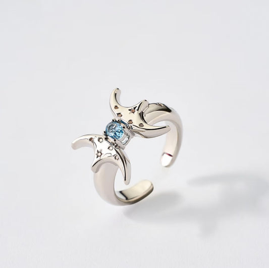 Silver Pisces ring with zircon by QiBai London