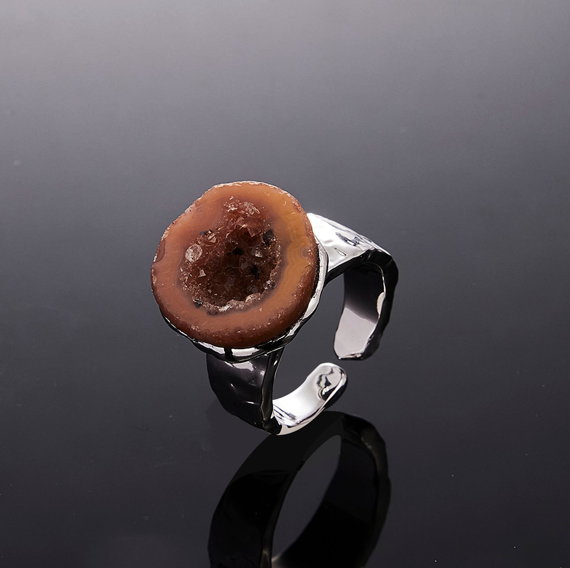 Silver Crystal Cave ring by QiBai London