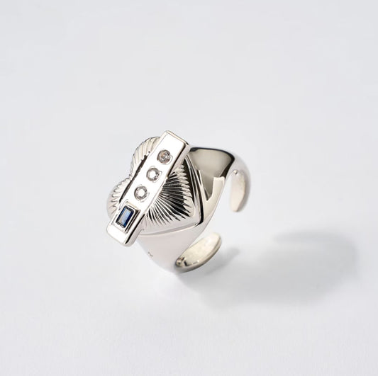 Silver Virgo ring with zircon by QiBai London
