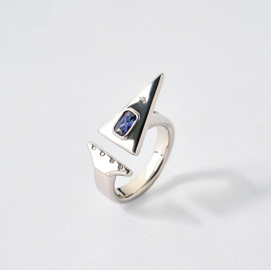 Silver Sagittarius ring with tanzanite zircon by QiBai London