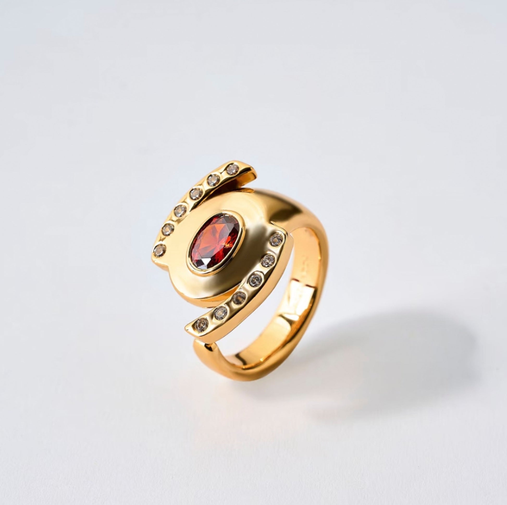 Gold Cancer ring with zircon by QiBai London